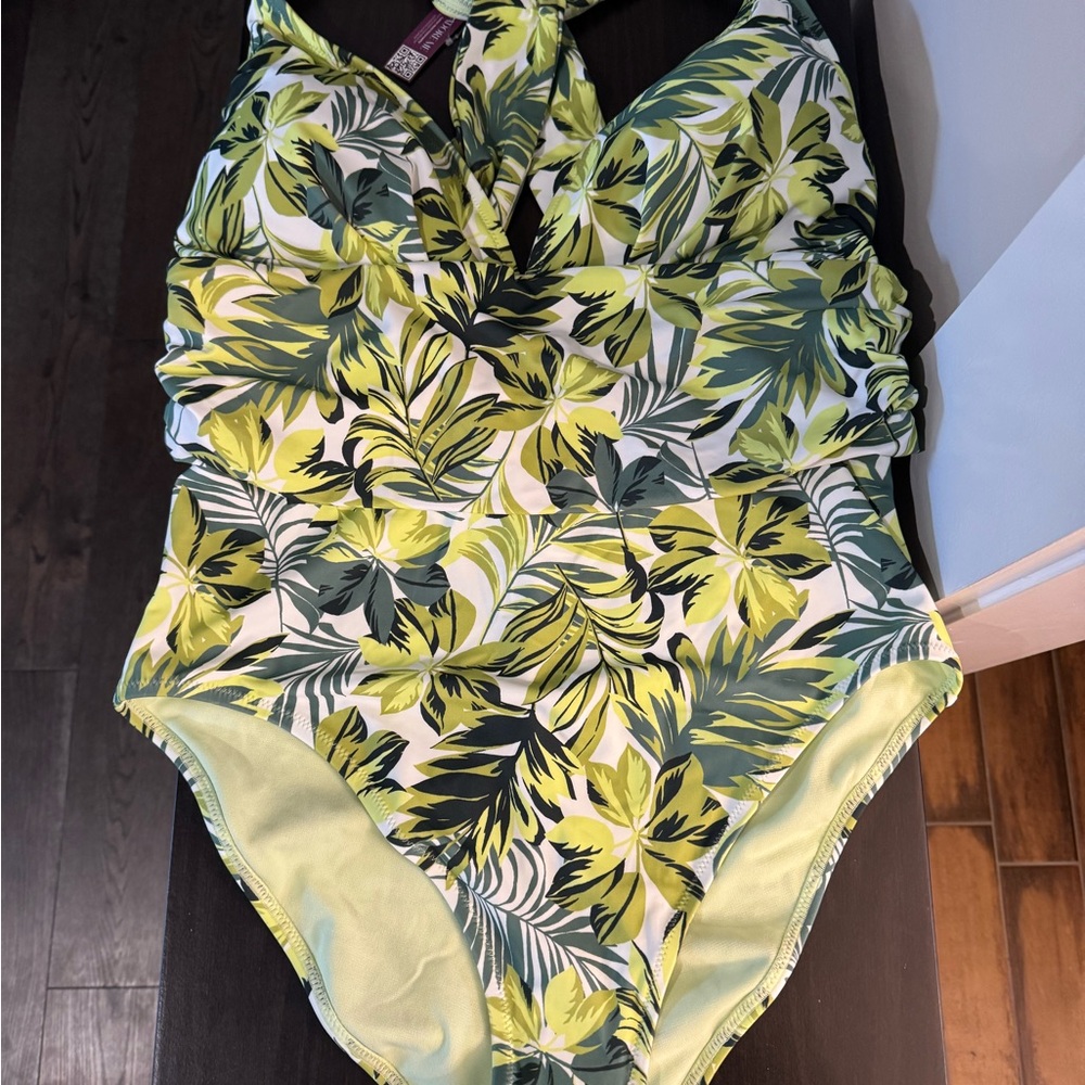 New Adore Me Tropical Leaf Print Swimsuit